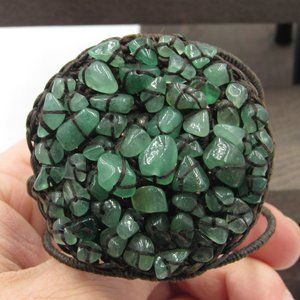 7" Unique Green Stone Bracelet Vintage Elegant